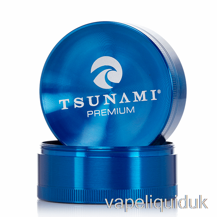 Tsunami 2.4inch 4-Piece Sunken Top Grinder Blue (63mm) Vape Juice